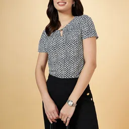 Annabelle by Pantaloons Geometric Printed Keyhole Neck Top image 1