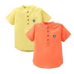 TONYBOY Boys Pack of 2 Yellow Pure Cotton Classic Casual Shirt-picture-52