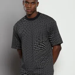Calvin Klein Jeans Typography Printed Cotton Round Neck Monochrome Pockets Relaxed Fit T-shirt-picture-13
