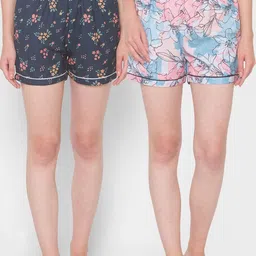 FashionRack Women Blue & Pink 2 Printed Lounge Shorts-picture-39