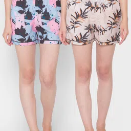 FashionRack Women Pack Of 2 Printed Cotton Lounge Shorts-picture-23