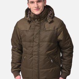 Woodland Men Olive Green Water Resistant Longline Puffer Jacket-picture-46