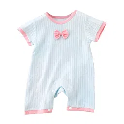 StyleCast Blue Infant Girls Striped Round Neck Short Sleeves Cotton Romper-image-72