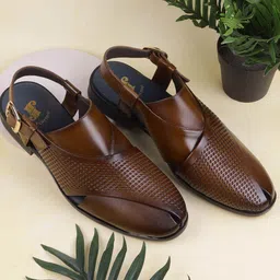 J.FONTINI Men Ethnic Leather Shoe-Style Sandals image 1