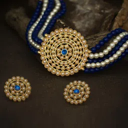 Sukkhi Gold-Plated Round Shaped Necklace & Earrings-image-98