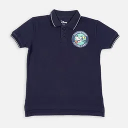 Nap Chief Kids Navy Blue Goofy Polo Collar Pure Cotton Applique Slim Fit T-shirt-picture-10