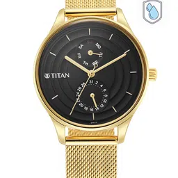 Titan Women Black Brass Dial & Gold-Plated Steel Bracelet Style Straps Analogue Watch-picture-34