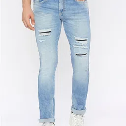 SPYKAR Men Low-Rise Mildly Distressed Heavy Fade Whiskers Cotton Slim Fit Jeans-picture-38