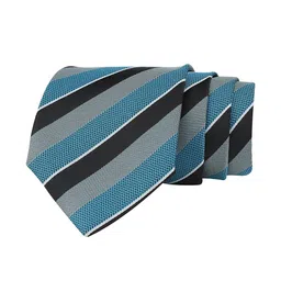 kavove KOVOVE Men Teal & Black The Magma Striped Broad Tie image 3