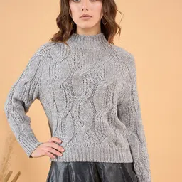 STYLE BLUSH Self Design Cable Knit Acrylic Wool Pullover-picture-13