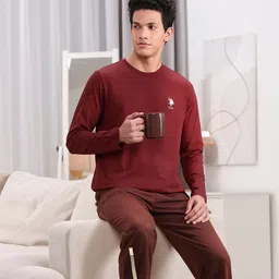 U.S. Polo Assn. Men Maroon Solid Lounge T-Shirt-picture-20