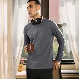 Van Heusen Innerwear Athleisure Men Solid Crew Neck Full Sleeve T-Shirt-picture-10