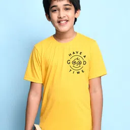 NUSYL Boys Yellow Cotton T-shirt-image-85