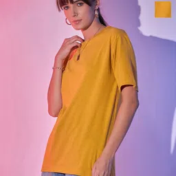 BUY NEW TREND Women 2 Henley Neck Raw Edge T-shirt image 1