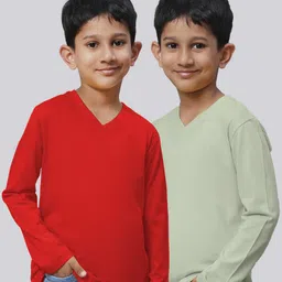 Friskers Boys Pack Of 2 V-Neck Pure Cotton T-shirts-picture-34