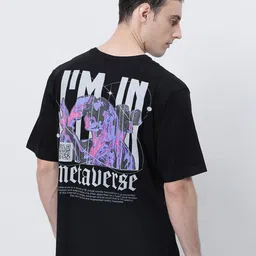 Kryptic Typography Printed Drop Shoulder Pure Cotton Oversized T-shirt-image-27