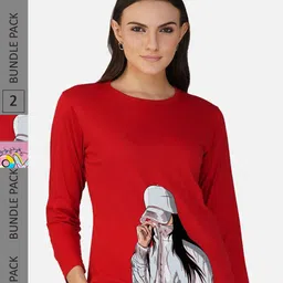 CHOZI Pack Of 2 Printed Round Neck Regular Fit Pure Cotton Casual T-shirt-picture-28