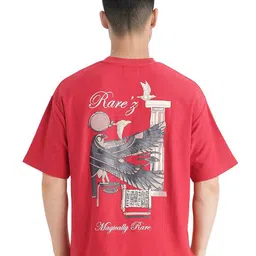 RARE RABBIT Men Graphic Printed Round Neck Cotton Oversized T-shirt-picture-56