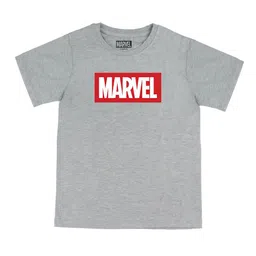 Marvel by Wear Your Mind Boys Grey Typography Marvel Printed Pure Cotton T-shirt-image-95