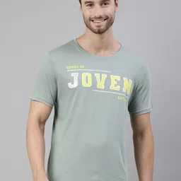 Joven Men Green Typography Printed Pure Cotton T-Shirt-image-66