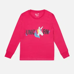 Bodycare Girls Typography Printed Cotton Round Neck Long Sleeves Applique Casual T-shirt-picture-36