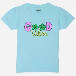 Mast & Harbour Girls Blue Typography Printed Cotton T-shirt-picture-22