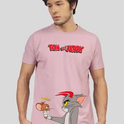 Greylongg Men Tom & Jerry Graphic Printed Round Neck Cotton T-shirt-picture-42