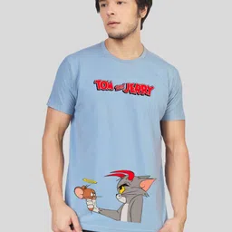 Greylongg Men Tom & Jerry Graphic Printed Round Neck Cotton T-shirt-picture-25