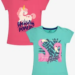 x2o Girls Set-2 Pink& Green Printed T-shirt-picture-57