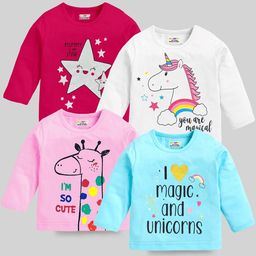 KUCHIPOO Girls Pack Of 4 Printed T-shirt-image-8