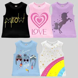 KUCHIPOO Girls Pack Of 5 Printed T-shirt-picture-34