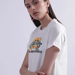 ELLE Typography Printed Cotton T-Shirt-image-6