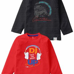 CODEZ Boys Pack Of 2 Typography Printed Long Sleeves Cotton Casual T-shirts-picture-42