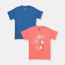 YK Infant Boys Pack Of 2 Typography Printed Pure Cotton T-shirt-picture-16