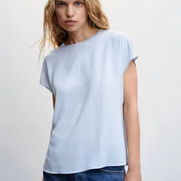 MANGO Women Solid Extended Sleeve T-shirt-image-37