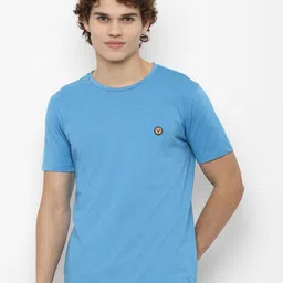Allen Solly Sport Men Blue Solid Pure Cotton T-shirt-picture-23