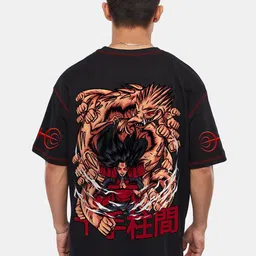 Crazymonk  Naruto Hashirama Anime Oversized Cotton Drop Shoulder T-Shirts-picture-26