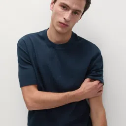 Marks & Spencer Men Solid Round Neck Cotton T-shirt-picture-10