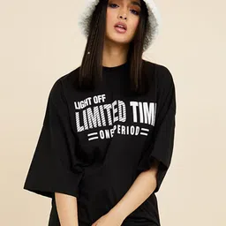 Styli Typography Printed Drop-Shoulder Sleeves Oversize T-shirt-picture-28