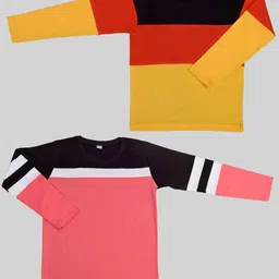 Mojua Boys Pack Of 2 Colourblocked Bio Finish Cotton T-shirt-picture-35