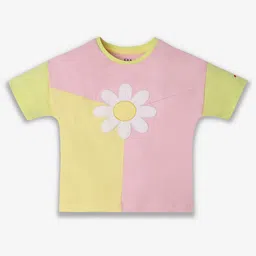 Ed-a-Mamma Girls Colourblocked Bio Finish Applique T-shirt-image-4