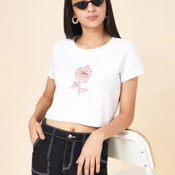 Coolsters by Pantaloons Girls Floral Printed Round Neck Crop T-shirt-image-48