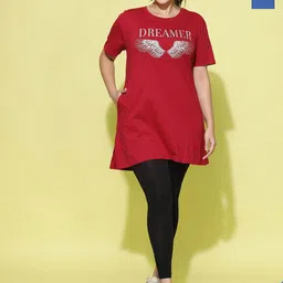 9shines label 9shines Plus Size Label Pack Of 2 Graphic Printed Cotton Longline Lounge T-shirts-picture-31