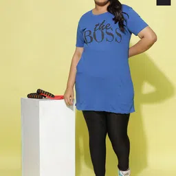 9shines Label Pack Of 2 Plus Size Graphic Printed Cotton Longline Lounge T-shirts-image-14