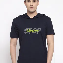 Friskers Men Navy Blue Typography Printed T-shirt image 1