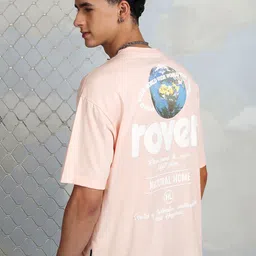 HIGHLANDER Typography Printed Drop-Shoulder Sleeves Relaxed Fit Cotton T-shirt image 1