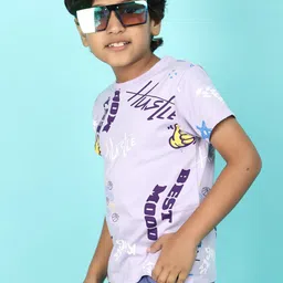 V-Mart Boys Typography Printed Cotton T-shirt image 1