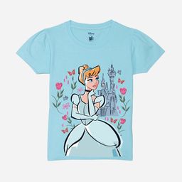 YK Disney Girls Cinderella Graphic Printed Puffed Sleeves Pure Cotton T-shirt-picture-38