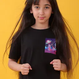 Anthrilo Girls Graphic Printed Drop Shoulder Pure Cotton T-shirt-picture-57