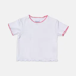 Softsens Girls White Round Neck Bamboo Raw Edge T-shirt-picture-14